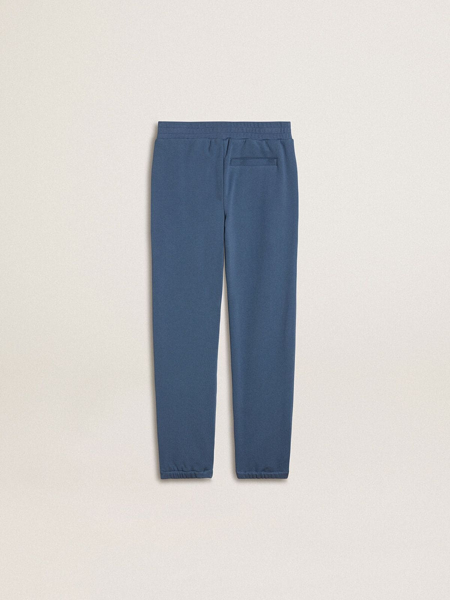 blauwe joggingbroek voor kinderen met borduursel