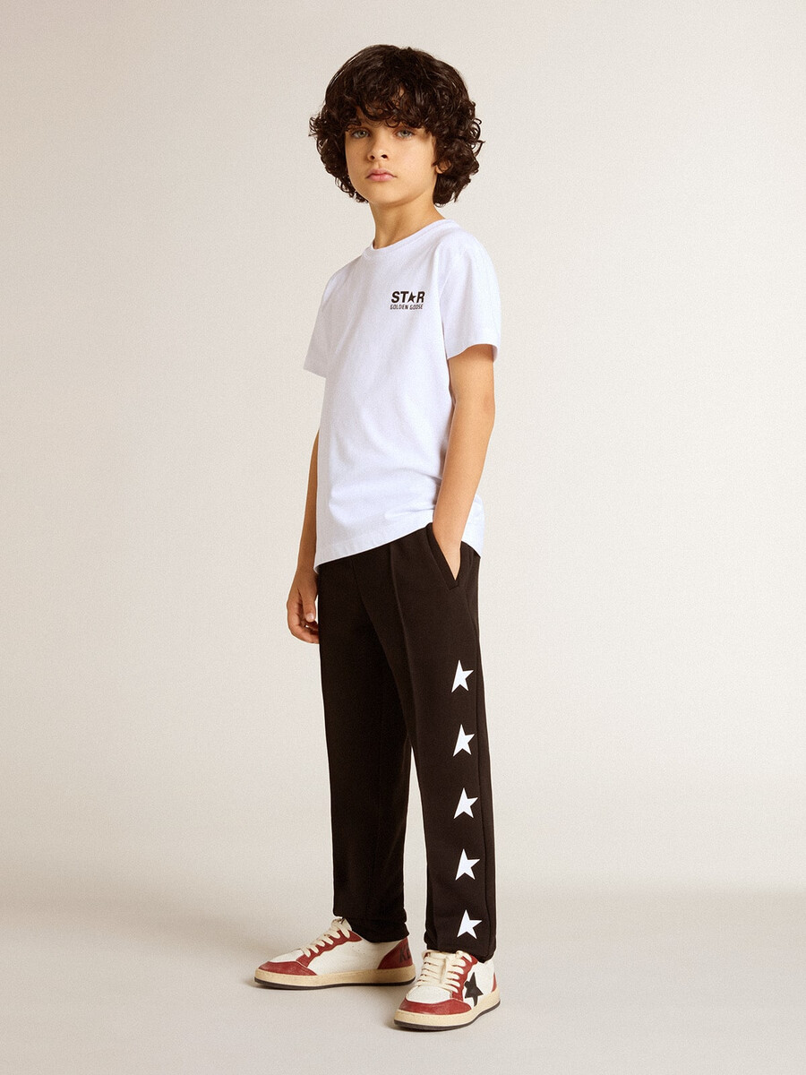 wit t-shirt met contrasterend zwart logo en ster