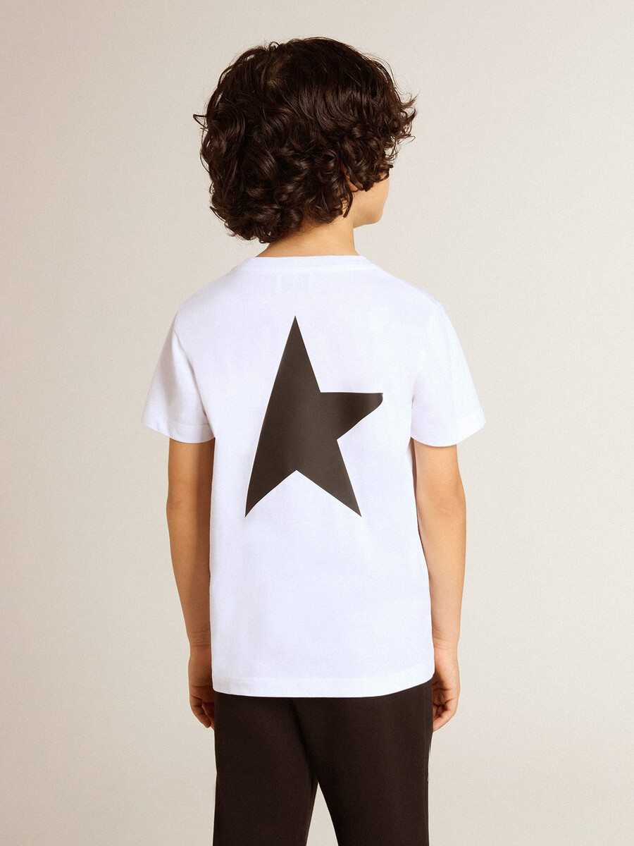 wit t-shirt met contrasterend zwart logo en ster