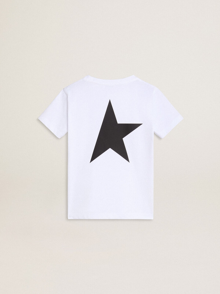 wit t-shirt met contrasterend zwart logo en ster