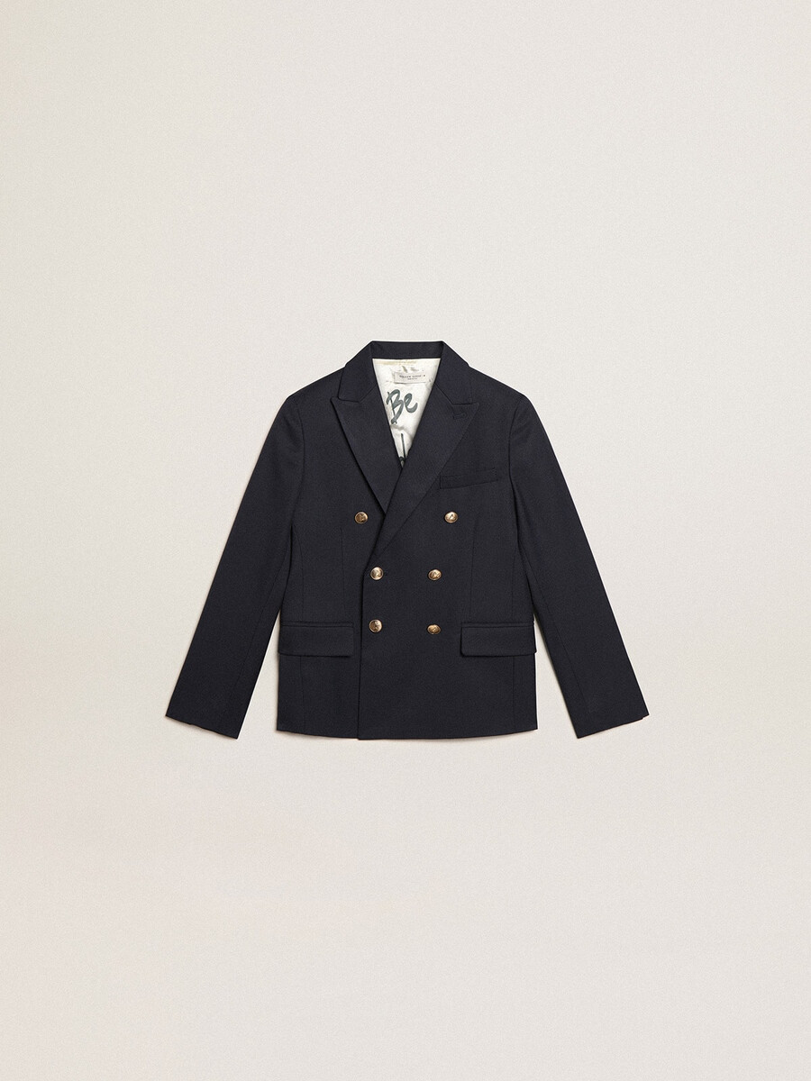 donkerblauwe dubbelzijdige blazer met knopen voor jongens