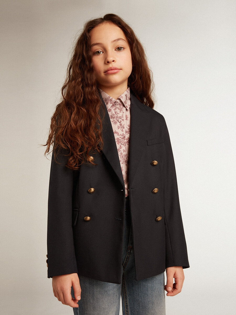 donkerblauwe dubbelzijdige blazer met knopen voor jongens