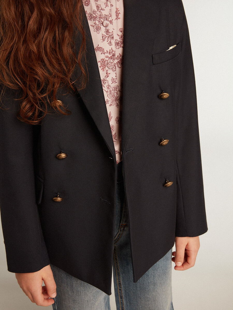 donkerblauwe dubbelzijdige blazer met knopen voor jongens