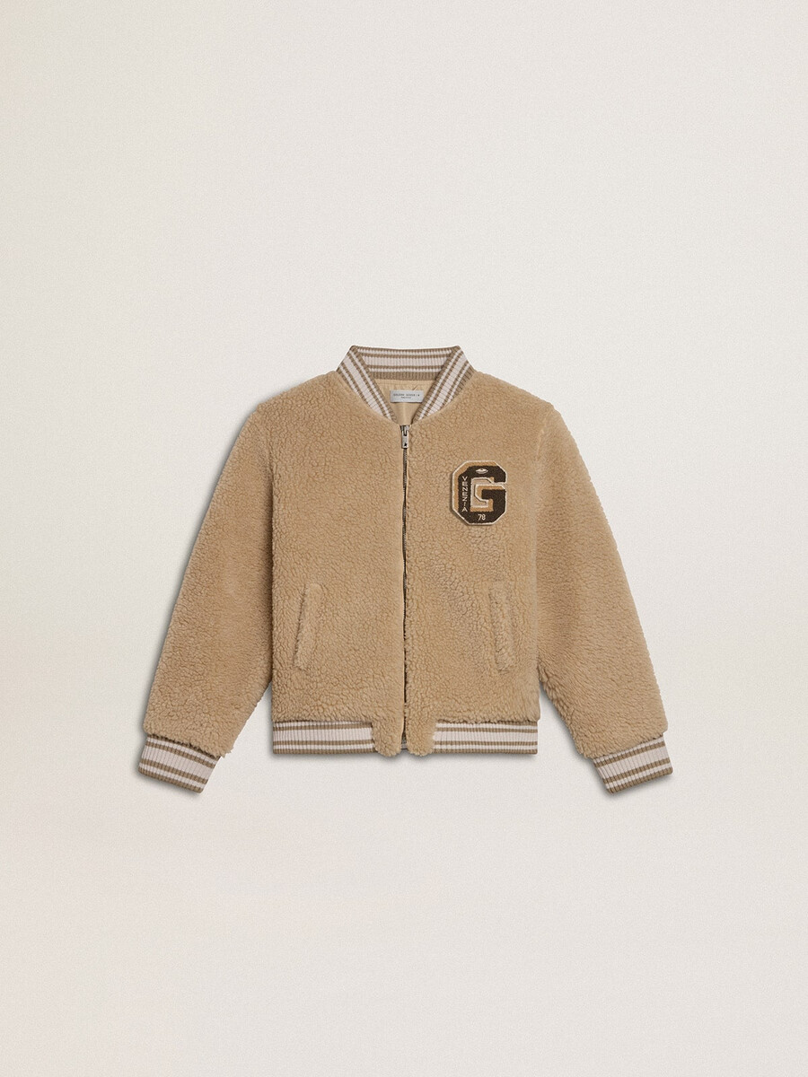 beige fleece bomberjack voor kinderen