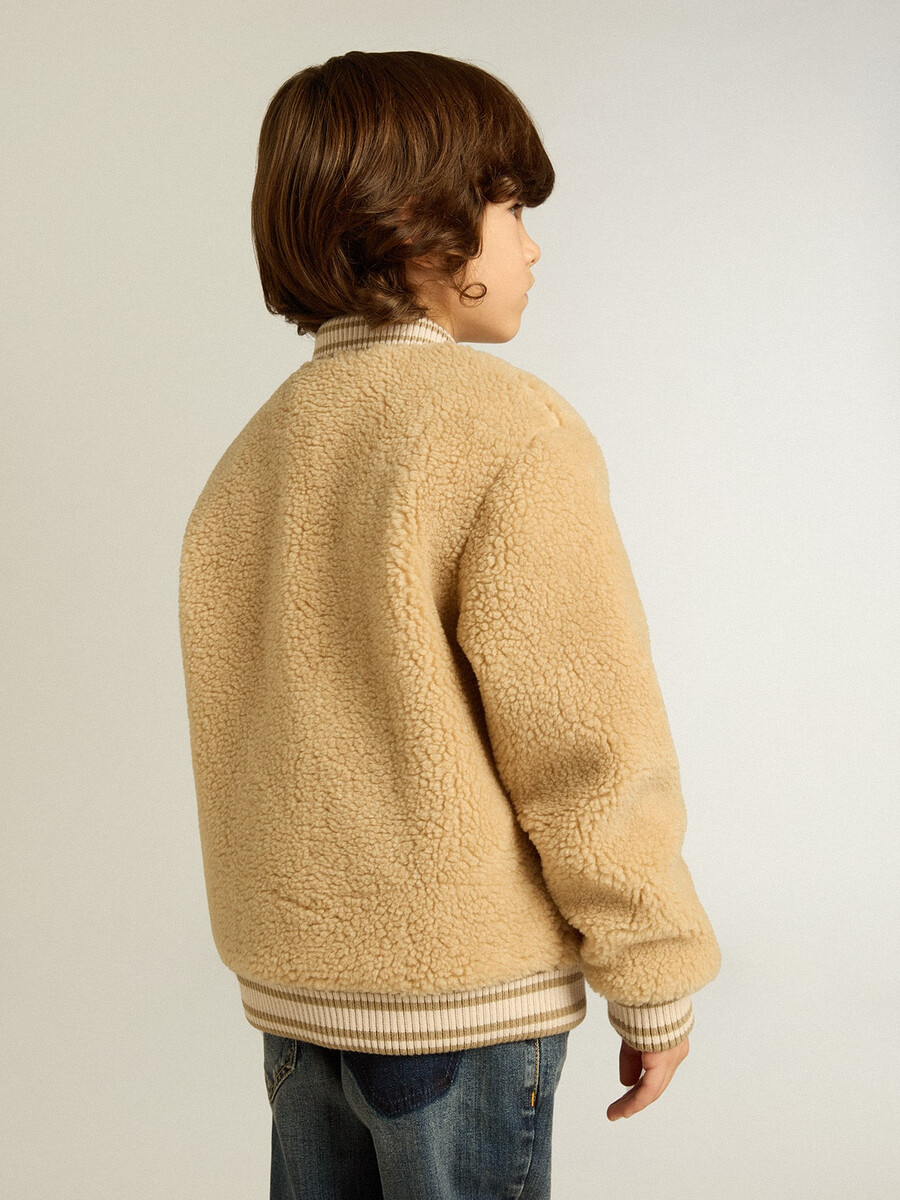 beige fleece bomberjack voor kinderen