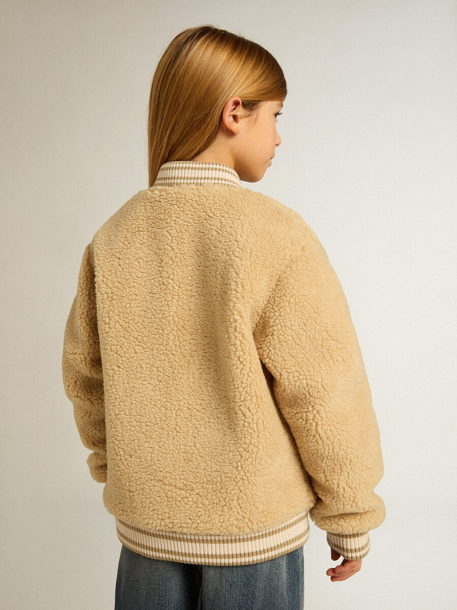 beige fleece bomberjack voor kinderen