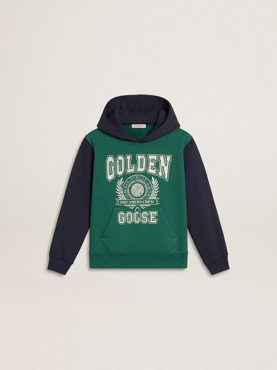 groen-blauwe sweater met capuchon en print voor jongens