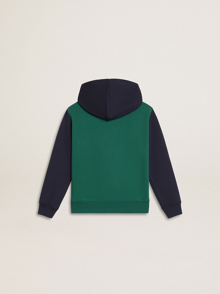 groen-blauwe sweater met capuchon en print voor jongens