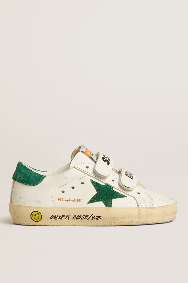 old school teen met groene suède ster en hielstuk.
