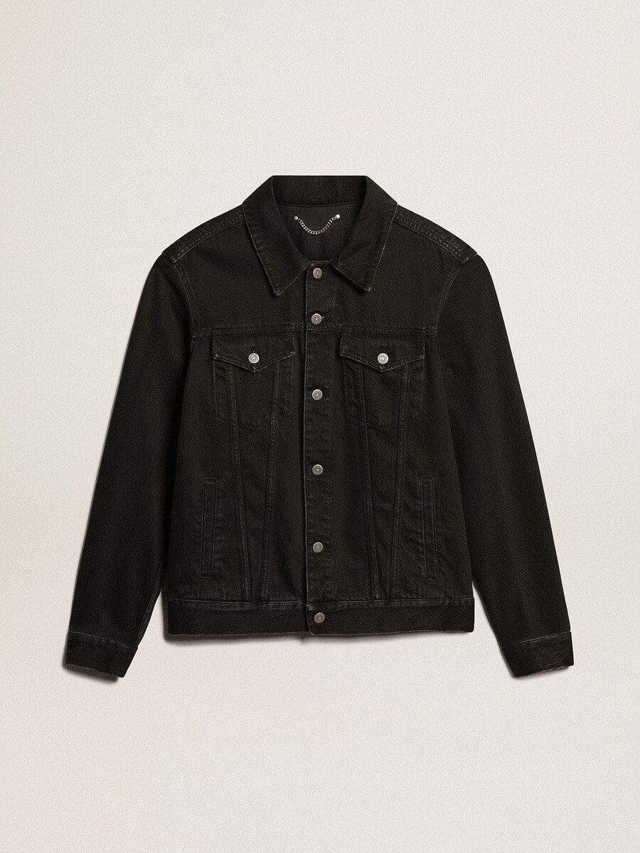 zwarte denimjas voor heren met een lichte wassing.