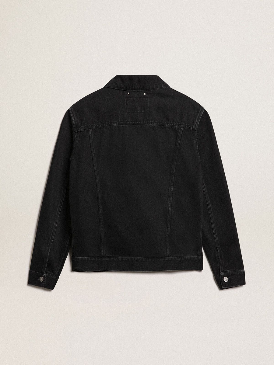 zwarte denimjas voor heren met een lichte wassing.