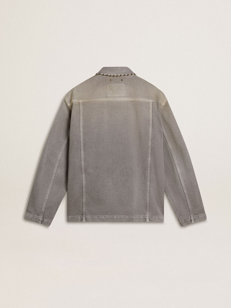 grijze spijkerjas voor heren met studs