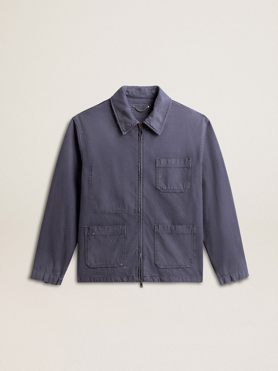 herenjas in blauw denimkatoen met een verwassen look.