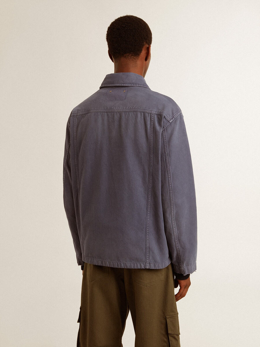 herenjas in blauw denimkatoen met een verwassen look.