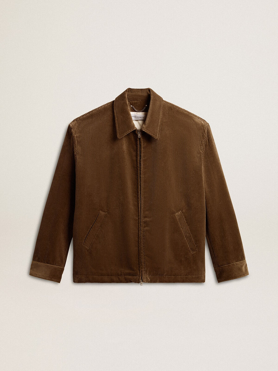 olijfgroene corduroy jas voor heren