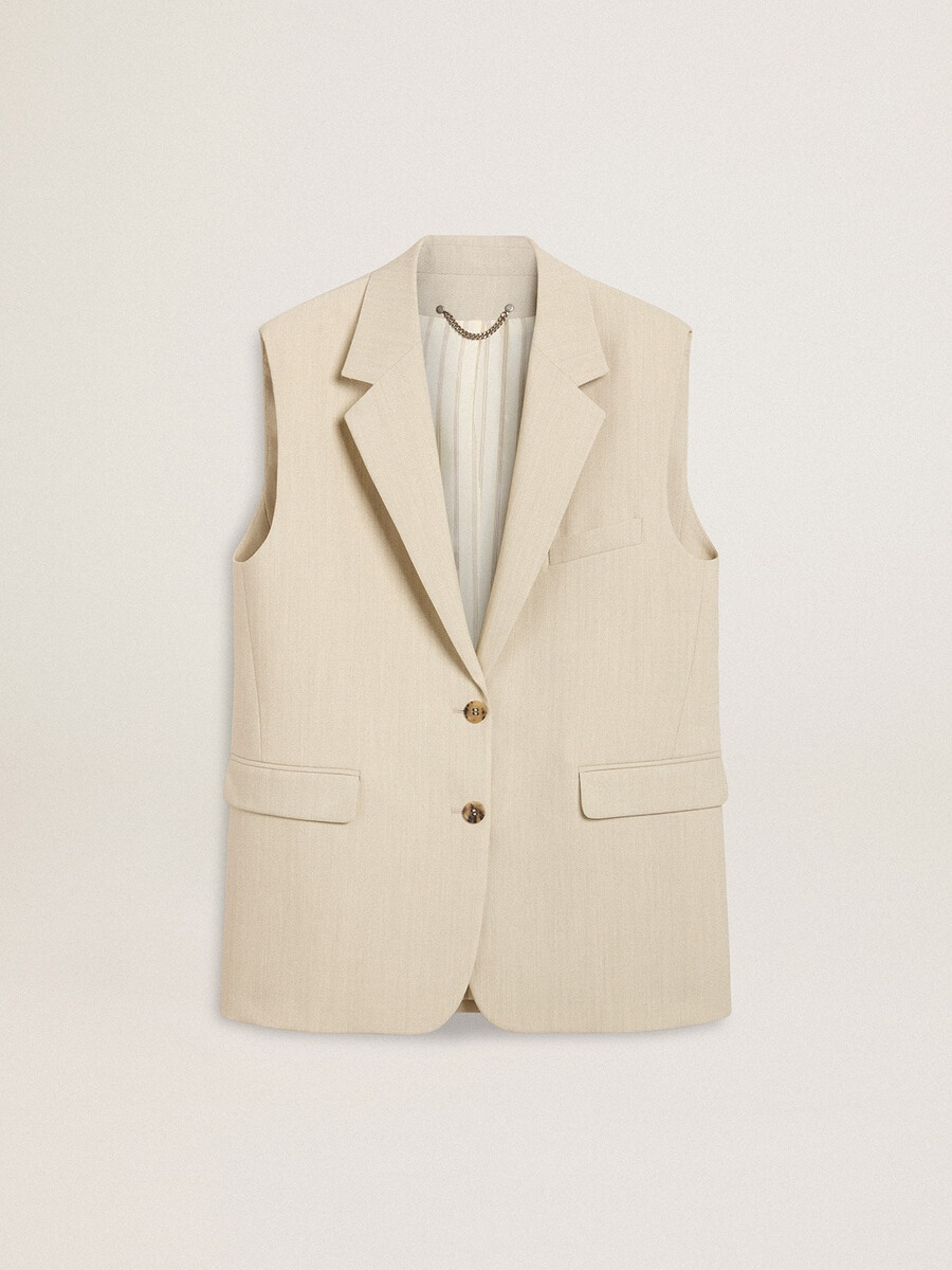 damesvest van kaki wolmix