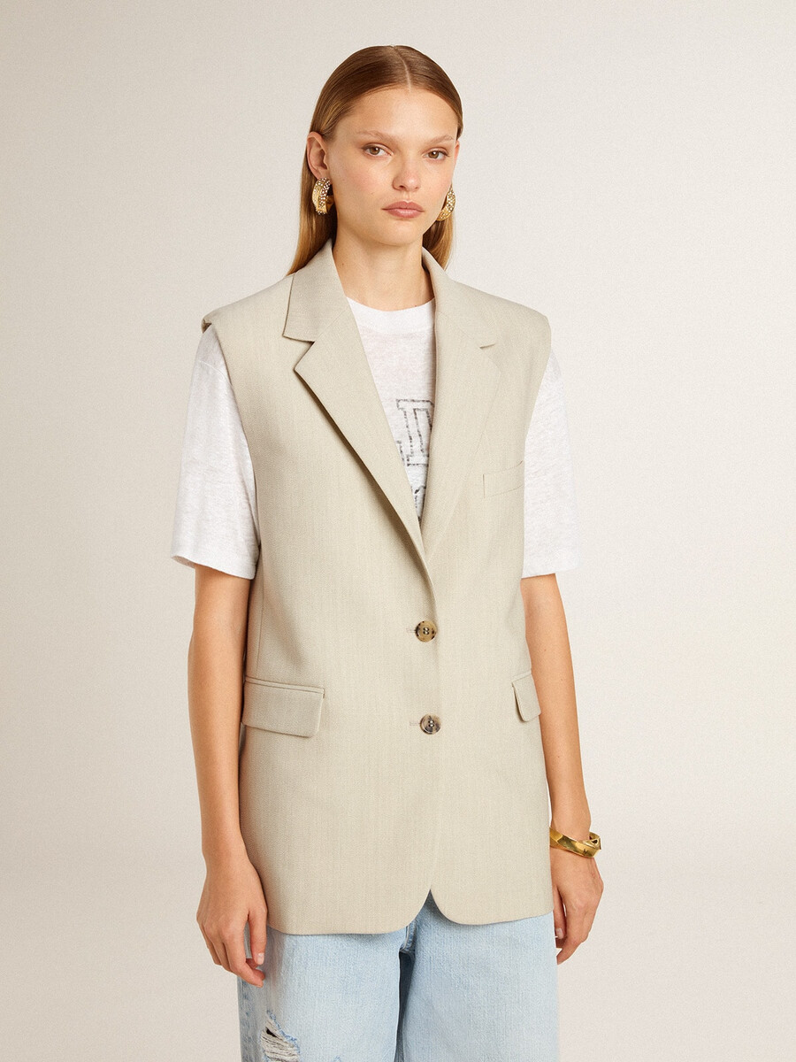 damesvest van kaki wolmix