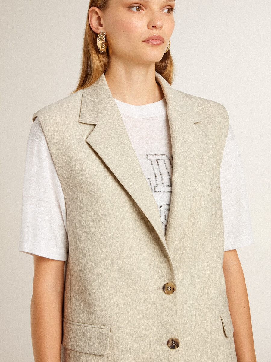 damesvest van kaki wolmix