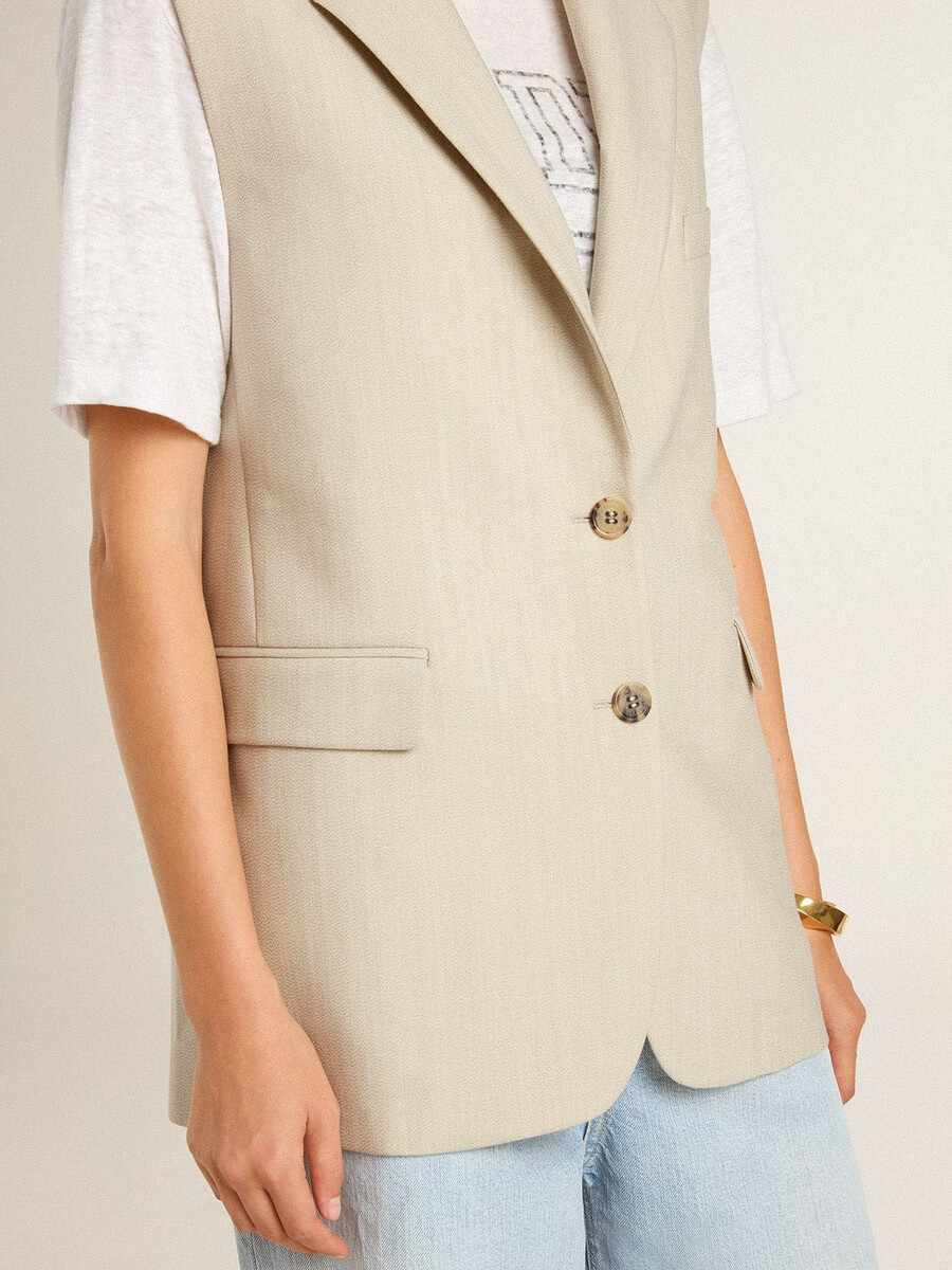 damesvest van kaki wolmix
