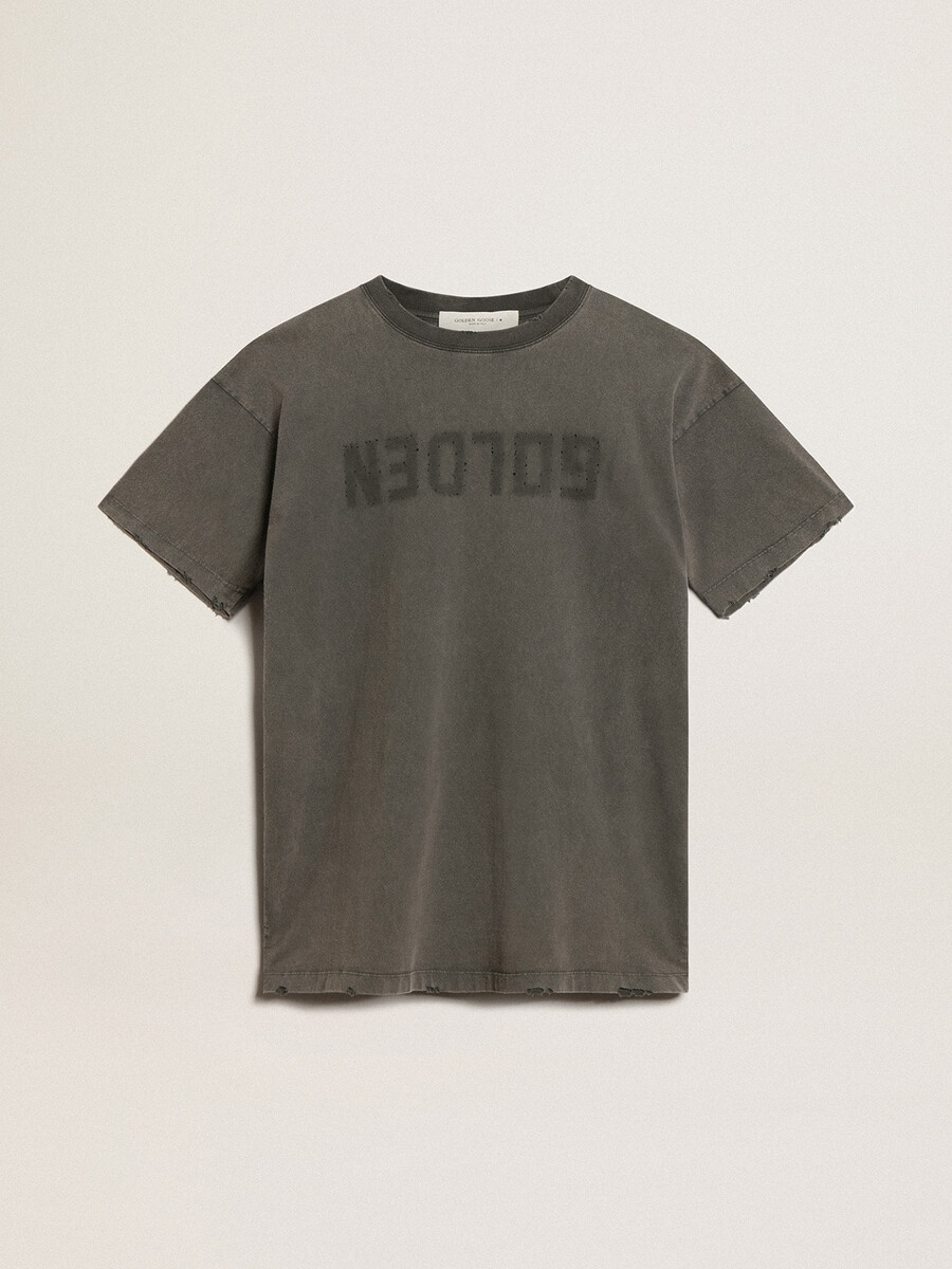 grijze t-shirtjurk voor dames met een verwassen look.
