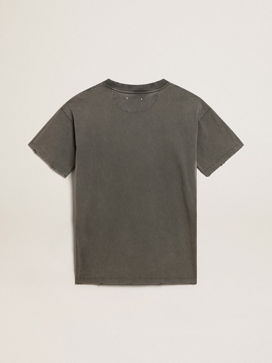 grijze t-shirtjurk voor dames met een verwassen look.
