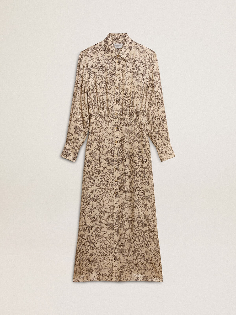 midi-jurk voor dames van zijdemix met bloemenprint