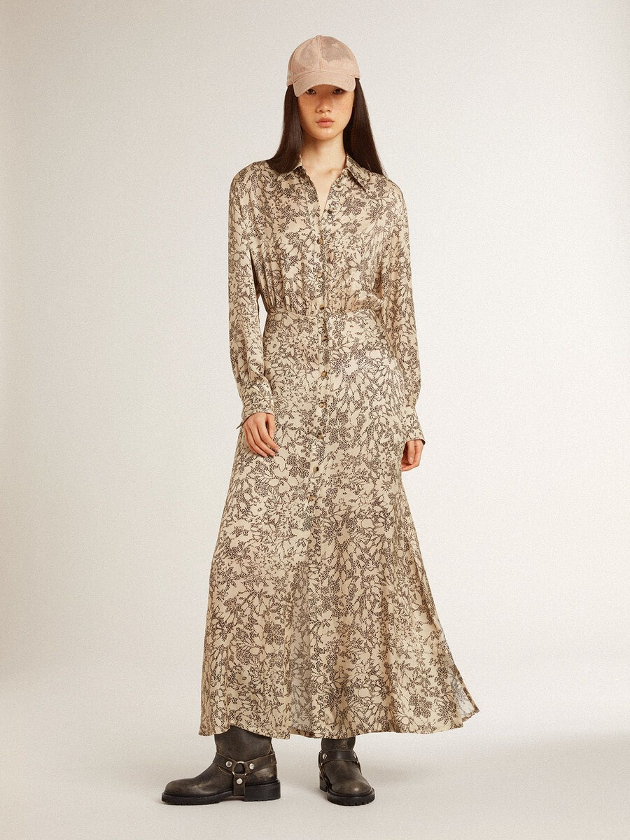 midi-jurk voor dames van zijdemix met bloemenprint