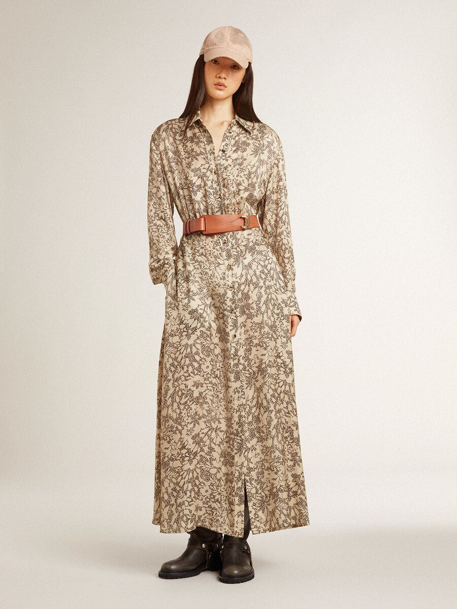 midi-jurk voor dames van zijdemix met bloemenprint