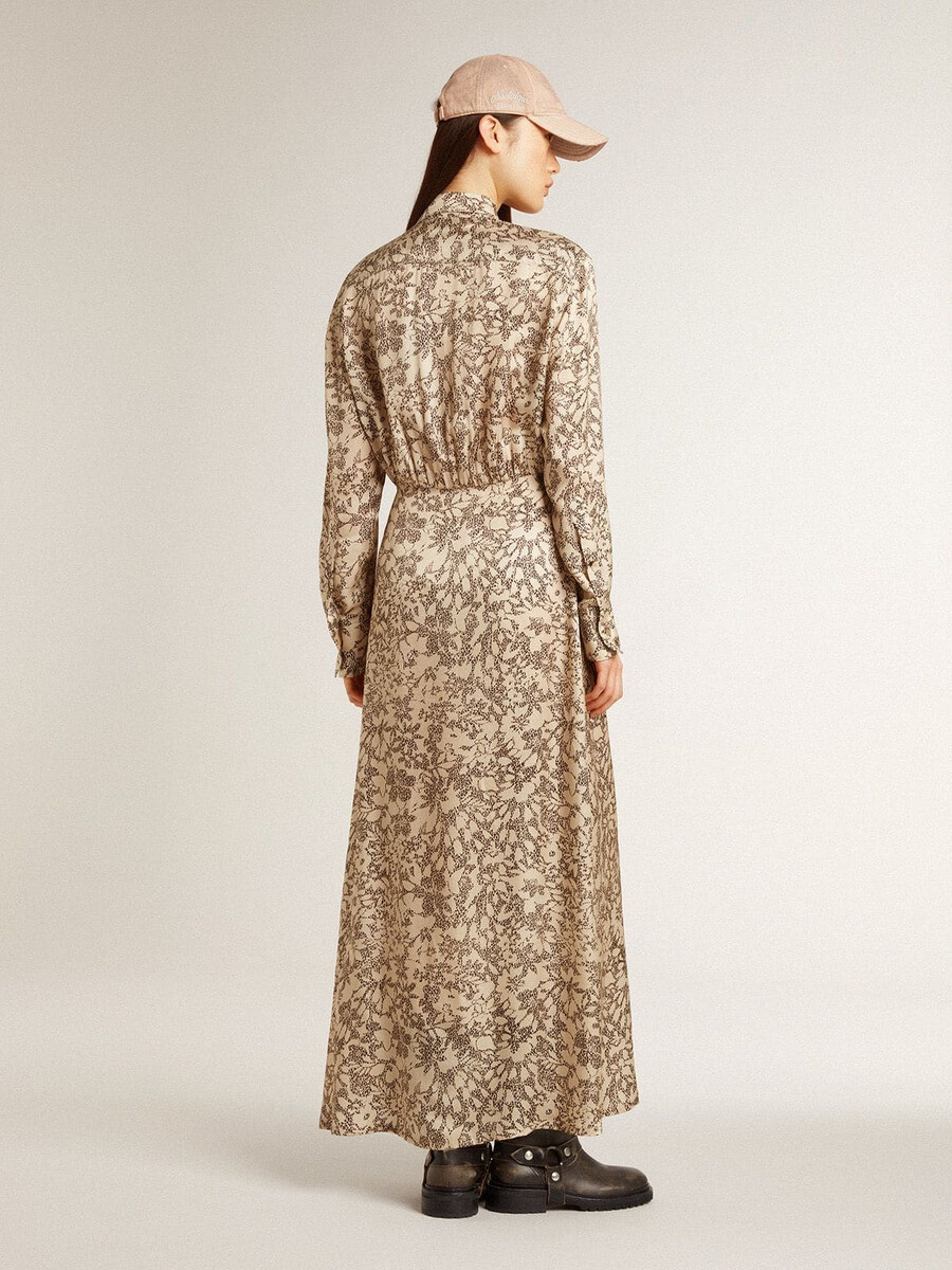 midi-jurk voor dames van zijdemix met bloemenprint
