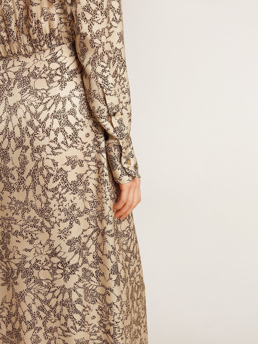 midi-jurk voor dames van zijdemix met bloemenprint
