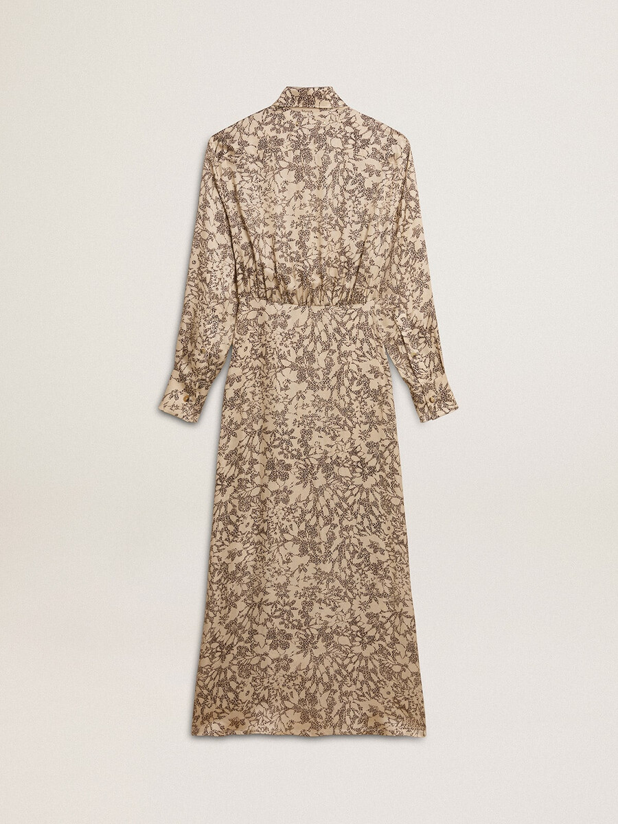 midi-jurk voor dames van zijdemix met bloemenprint