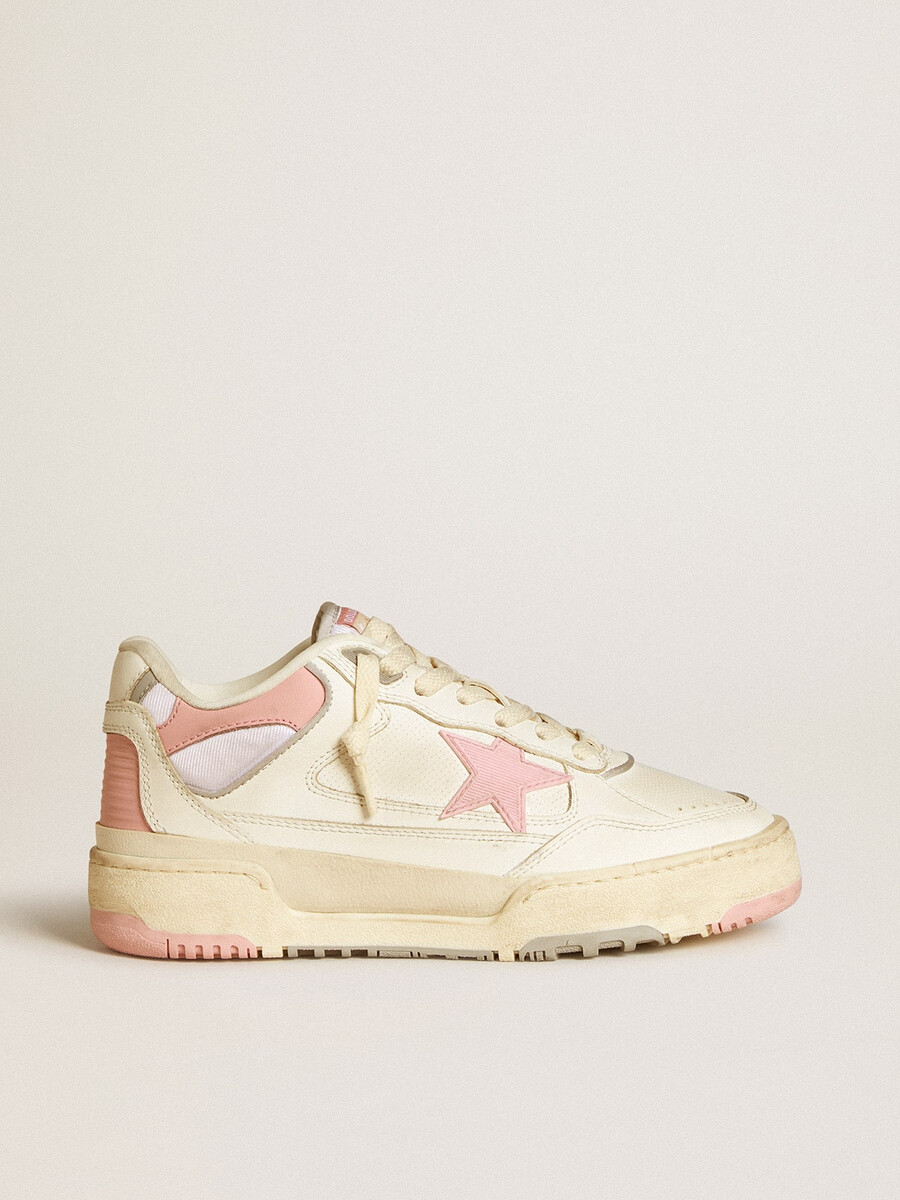 dames forty2 met roze ster en witte leren hielband.