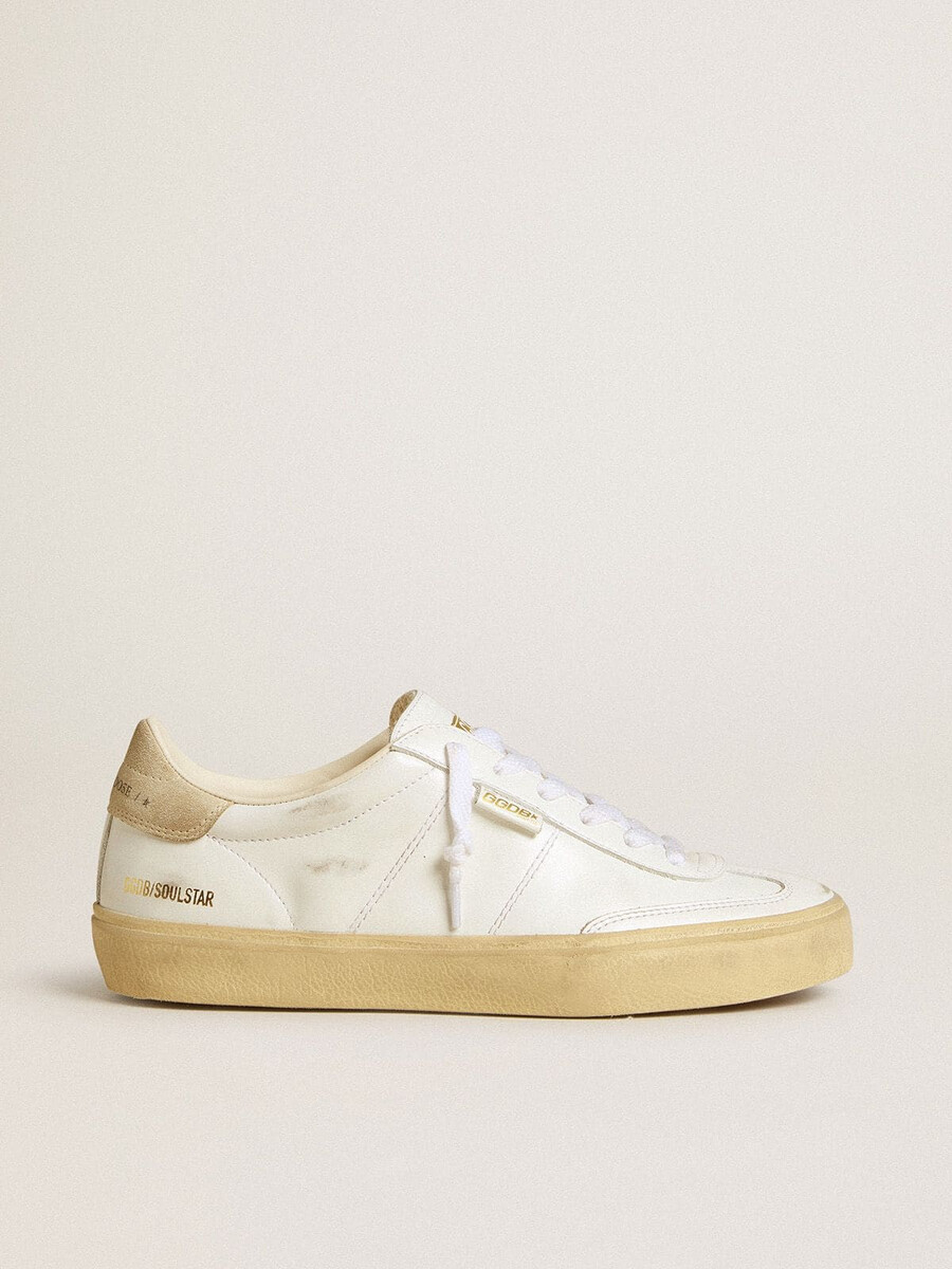 dames soul star in wit leer met beige suède hielstuk.