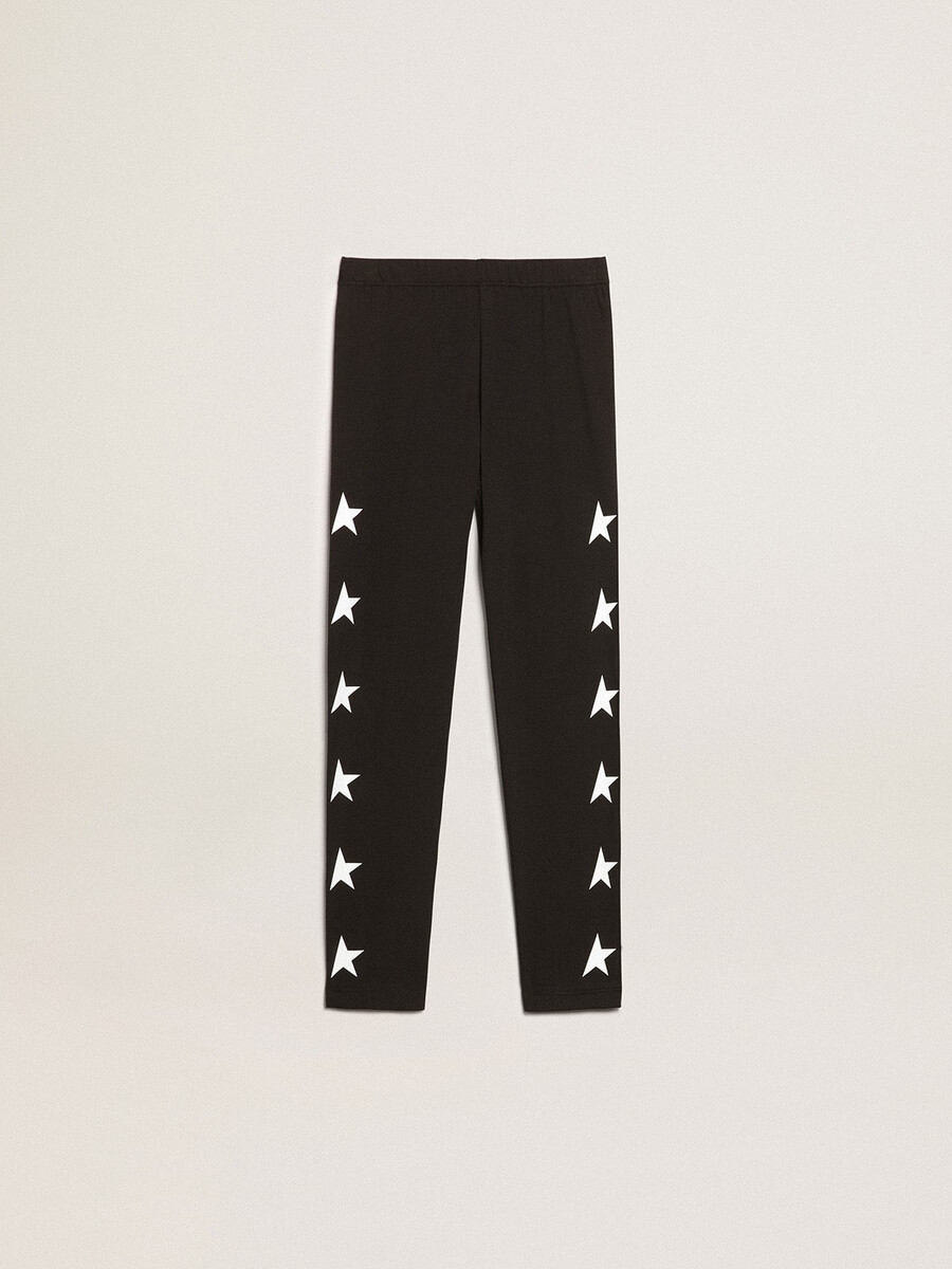 zwarte legging voor meisjes met witte sterren aan de zijkanten.