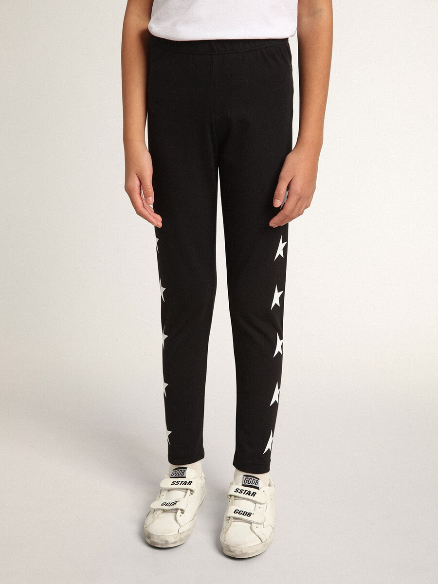 zwarte legging voor meisjes met witte sterren aan de zijkanten.