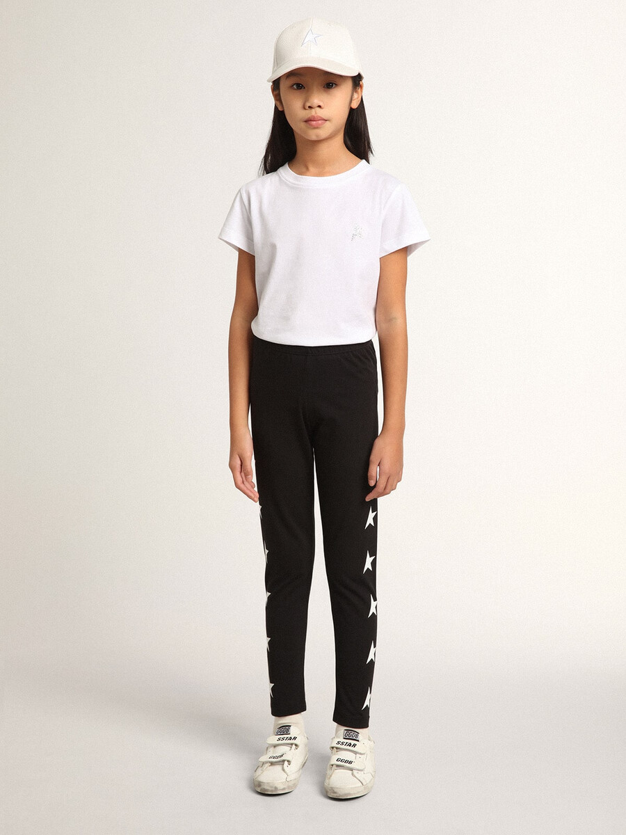 zwarte legging voor meisjes met witte sterren aan de zijkanten.