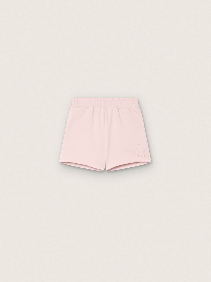 sterren meisjesshorts van roze katoen met patch en logo