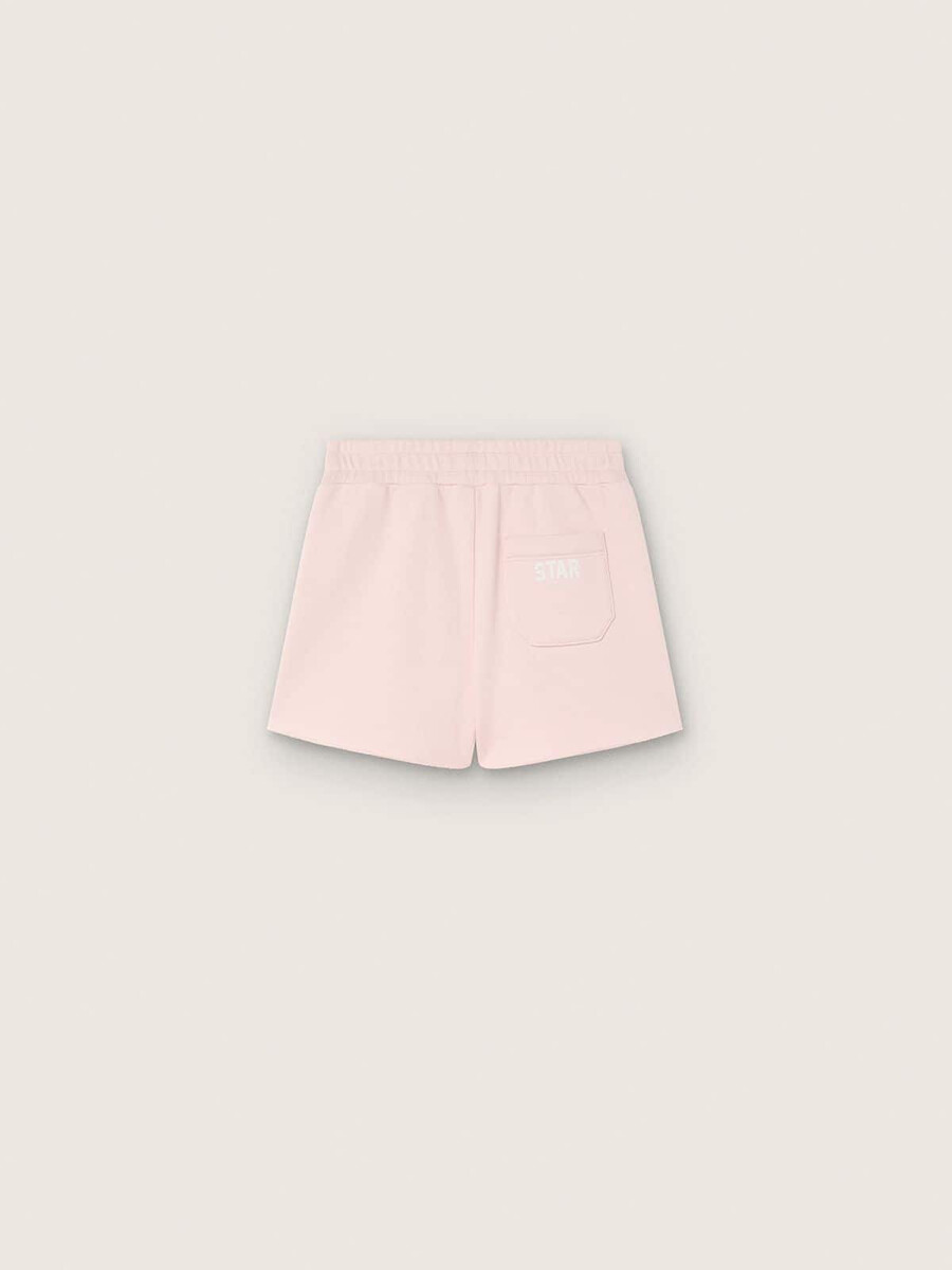 sterren meisjesshorts van roze katoen met patch en logo
