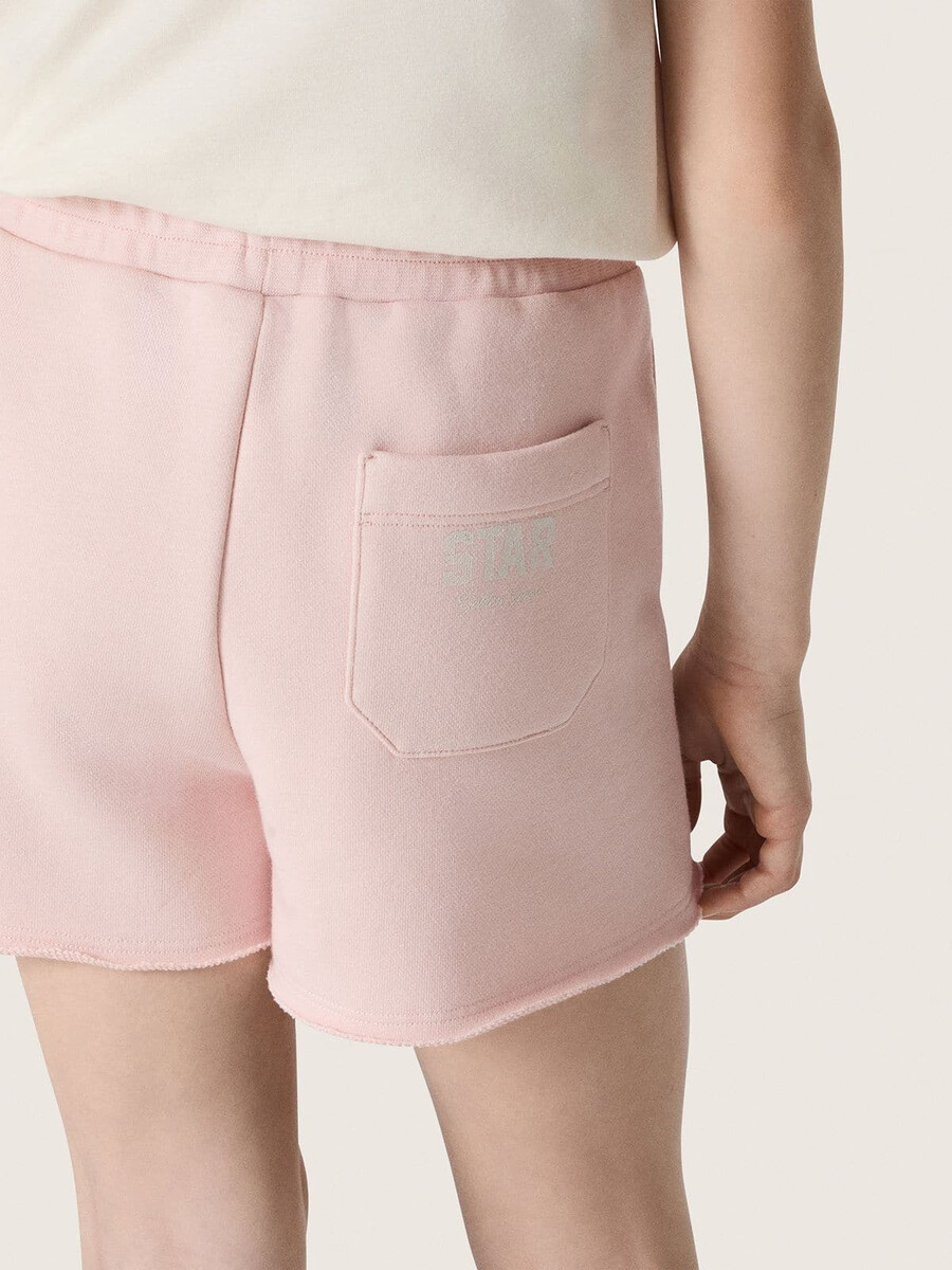 sterren meisjesshorts van roze katoen met patch en logo
