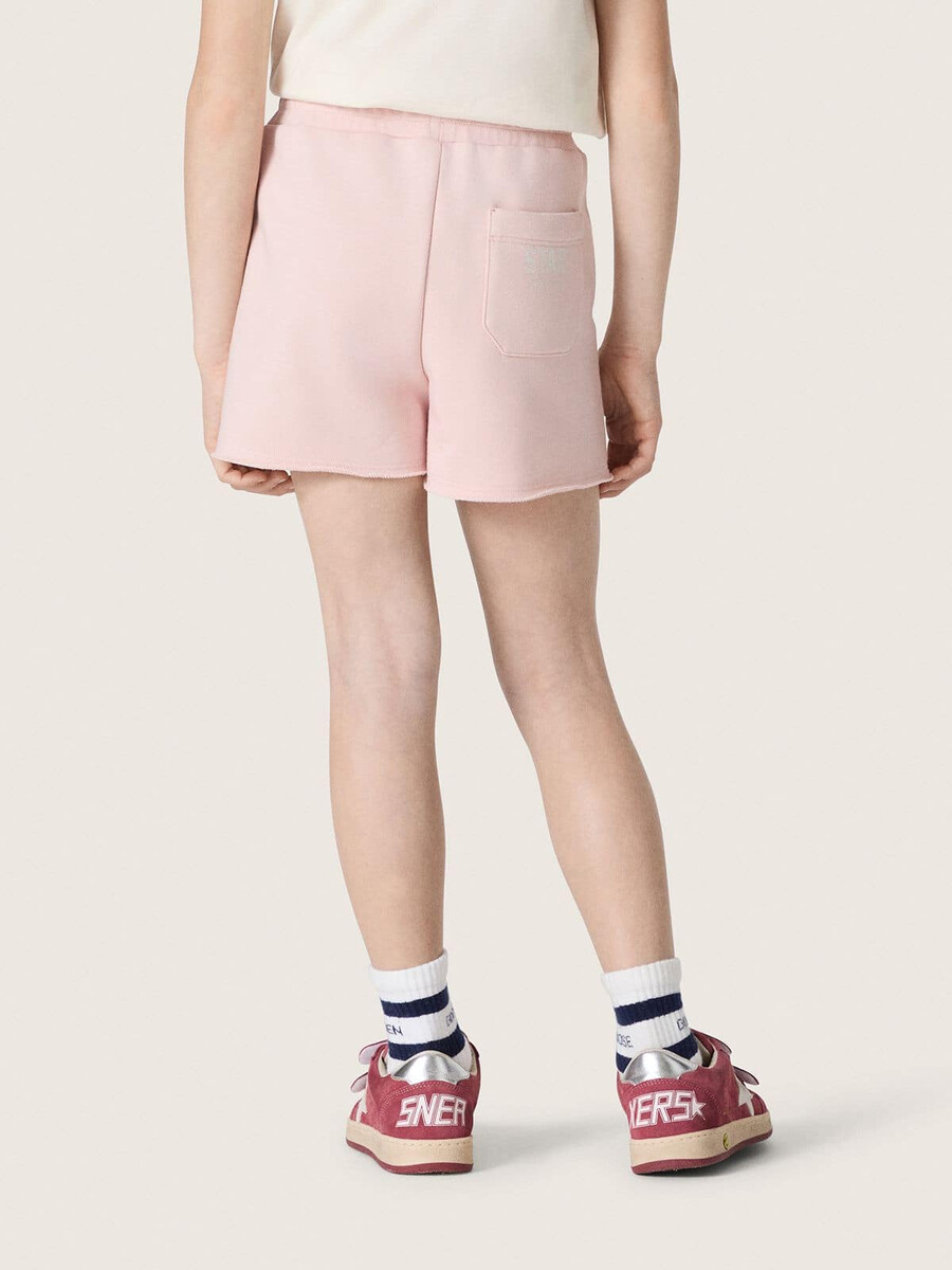 sterren meisjesshorts van roze katoen met patch en logo