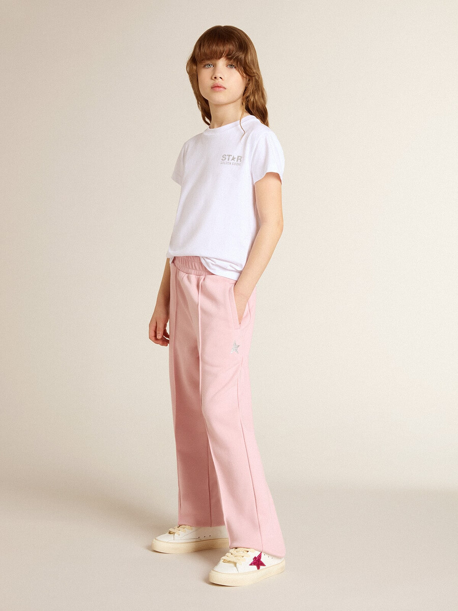 wit en zilverkleurig t-shirt met logo en maxi-ster van zilveren glitter.