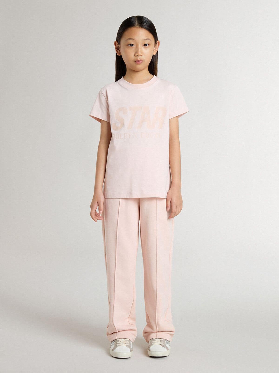 roze t-shirt voor meisjes met roze print op de voorkant