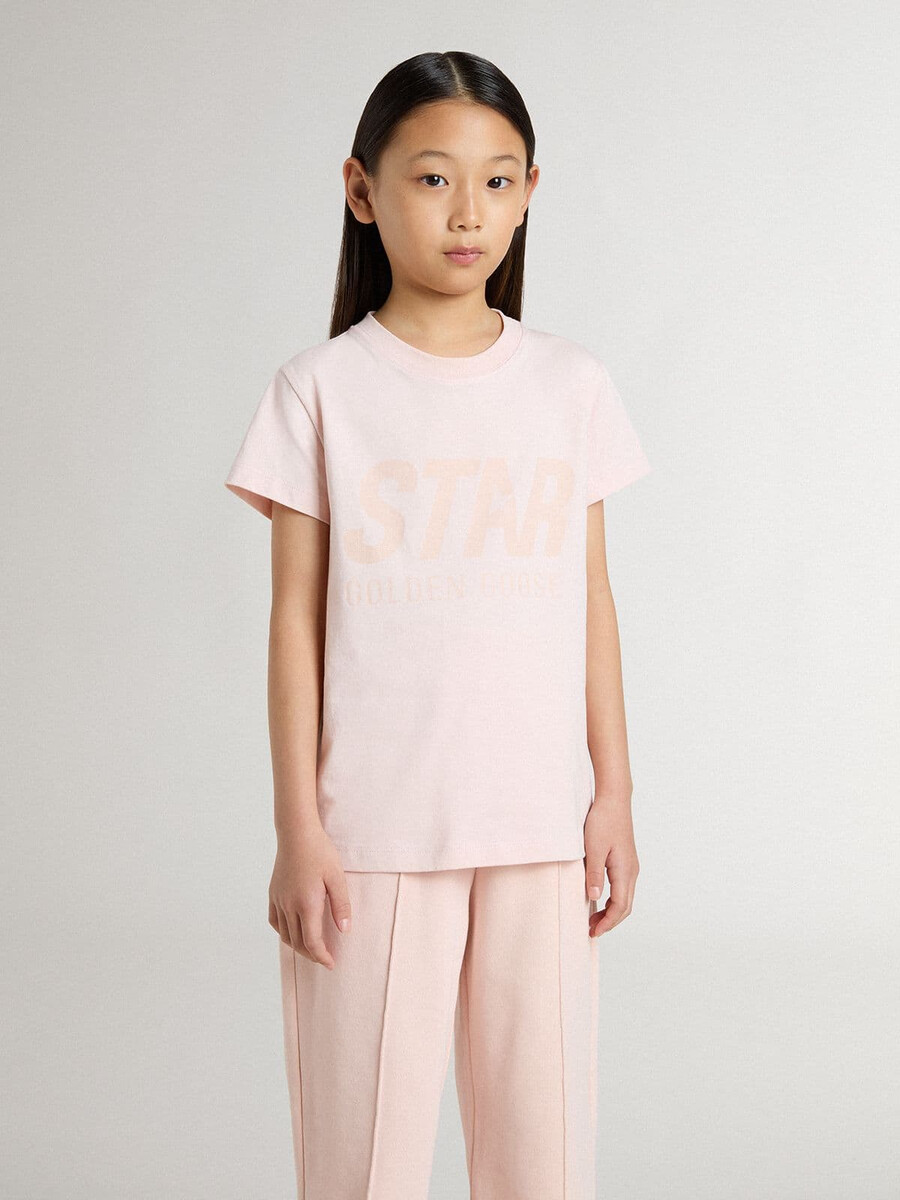 roze t-shirt voor meisjes met roze print op de voorkant