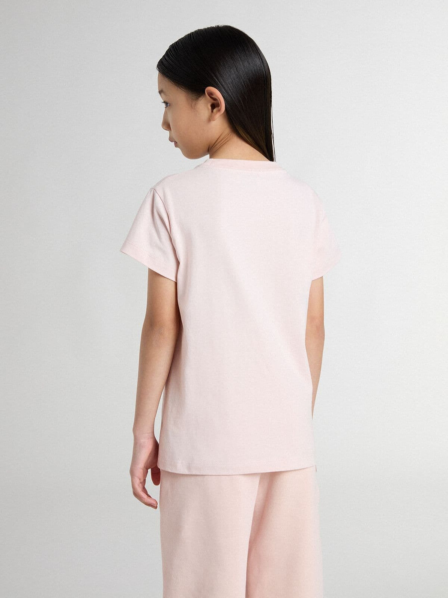 roze t-shirt voor meisjes met roze print op de voorkant
