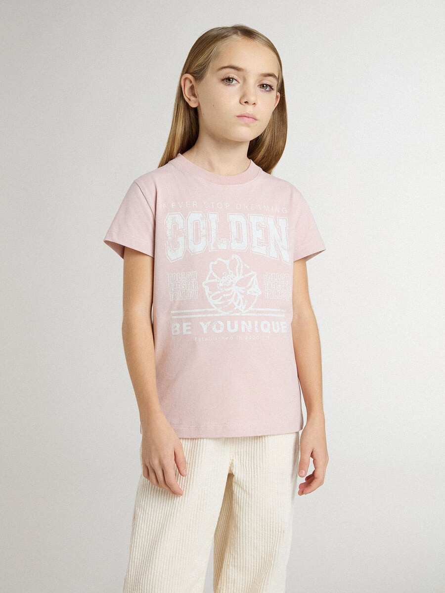 roze t-shirt voor meisjes met witte opdruk