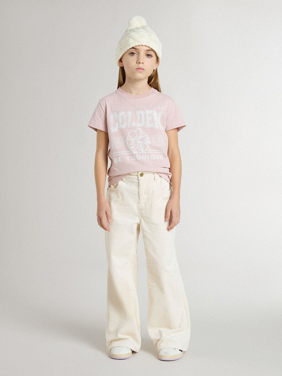 roze t-shirt voor meisjes met witte opdruk