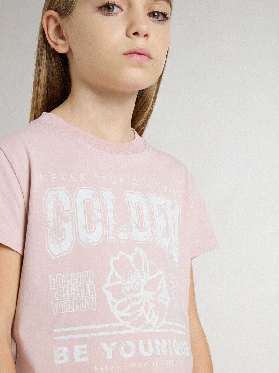 roze t-shirt voor meisjes met witte opdruk