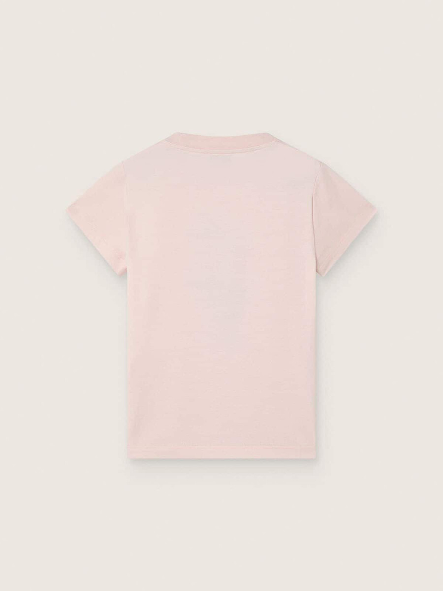journey t-shirt voor meisjes in roze katoenen jersey met digitale mascotteprint.