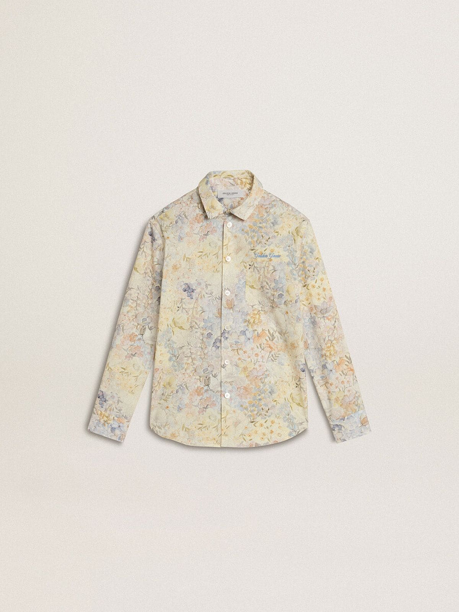 katoenen meisjeshemd met veelkleurige bloemenprint