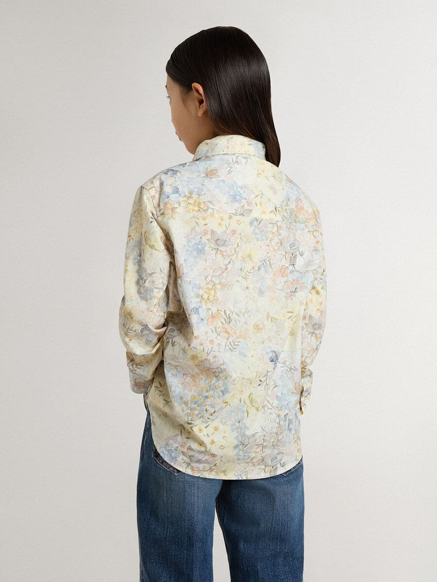 katoenen meisjeshemd met veelkleurige bloemenprint